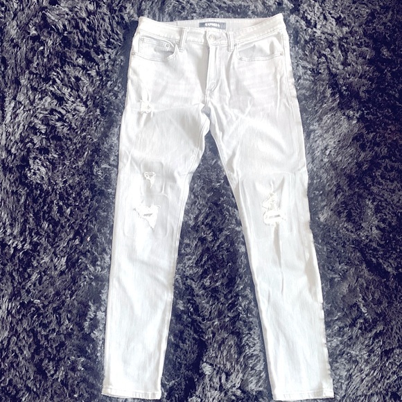 EXPRESS GRAY SLIM RIPPED JEANS 30 / 32 - Picture 1 of 11